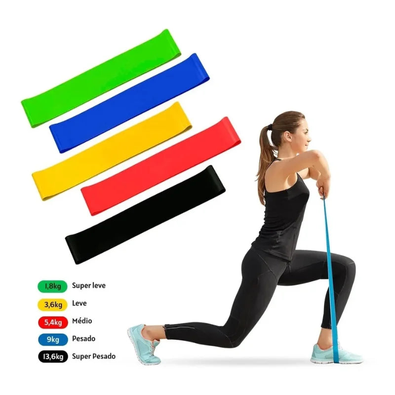 Kit 5 Faixas Elásticas para Exercícios Físicos